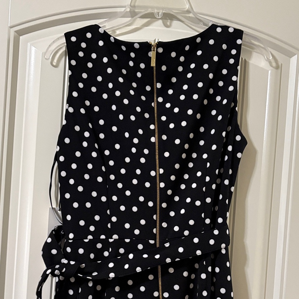 NWT Calvin Klein Fit and Flair Black Polka Dot Dress size 6 - Picture 8 of 10